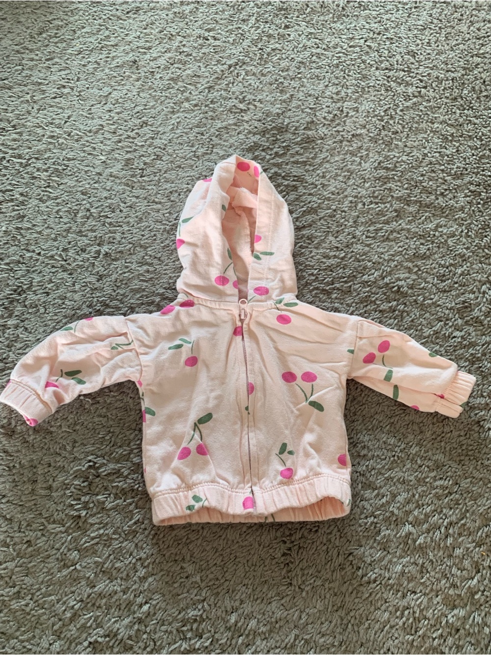 Carter's Light Pink Hooded Zip Sweatshirt with Cherry Print